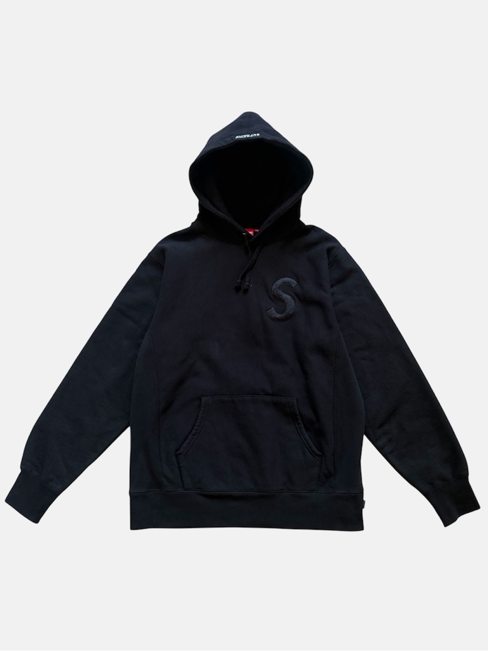 Supreme FW17 Tonal S Logo Hooded Sweatshirt Black Size Large